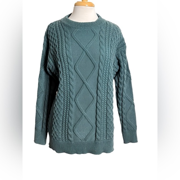 Aelfric Eden Green Vintage Style Cable Knit Oversized Pullover Sweater Women’s M - Picture 1 of 7